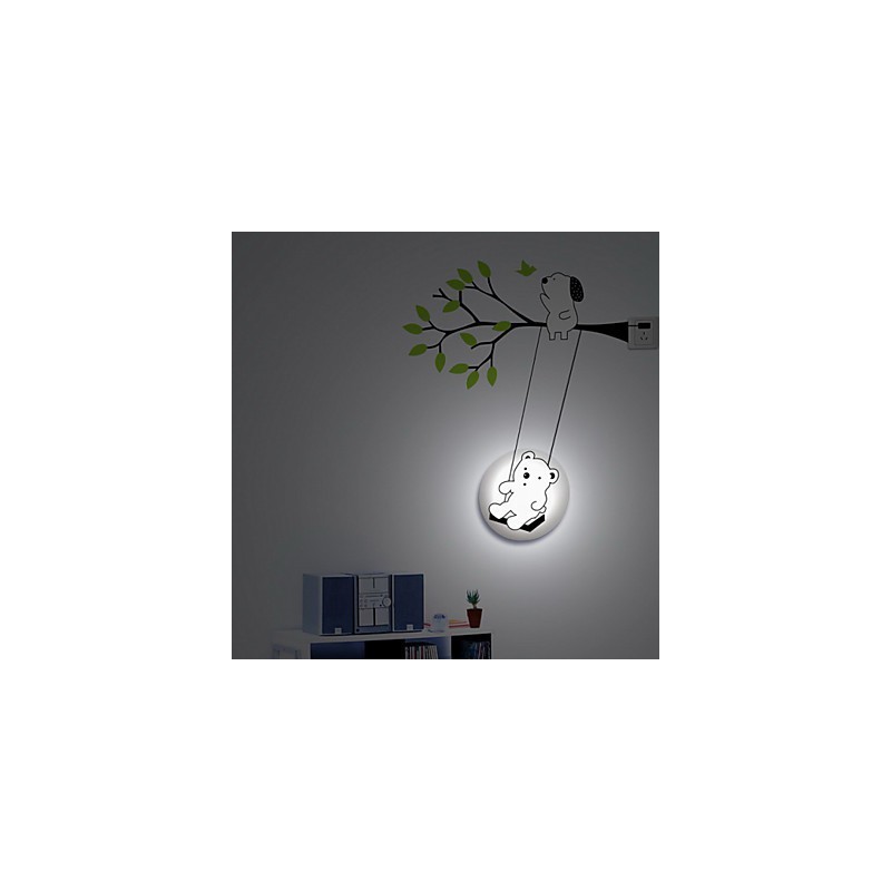 Lámpara de pared de plástico resistente a altas temperaturas Little Bear, luz y papel tapiz 3D creativo.