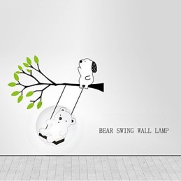 Lámpara de pared de plástico resistente a altas temperaturas Little Bear, luz y papel tapiz 3D creativo.