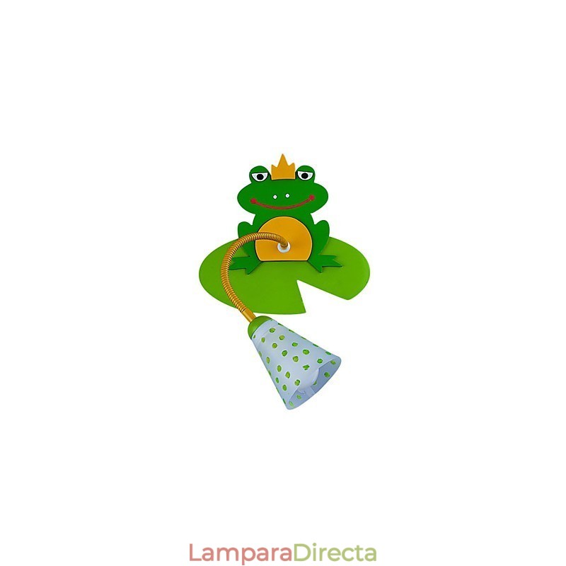 Aplique infantil contemporáneo de madera con 1 luz y diseño de rana