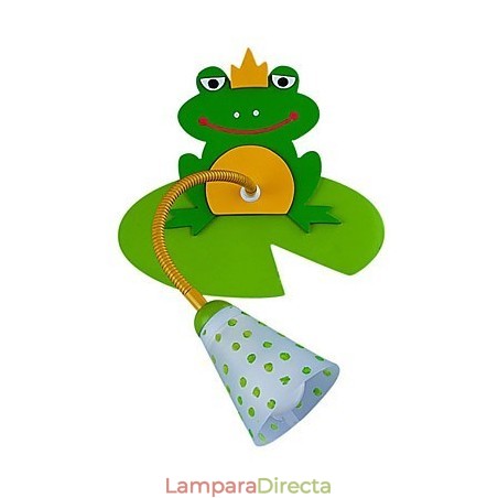 Aplique infantil contemporáneo de madera con 1 luz y diseño de rana Aplique infantil contemporáneo de madera con 1 luz y diseño de rana