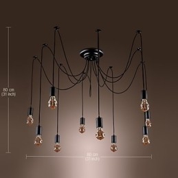 Lámpara colgante de 10 luces con diseño vintage y bombillas incluidas.
