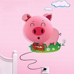 Papel tapiz Lámparas de pared Flor Cara DIY Ambiente divertido Luz de noche Niños Lámpara de noche Decoración Cerdo rosa