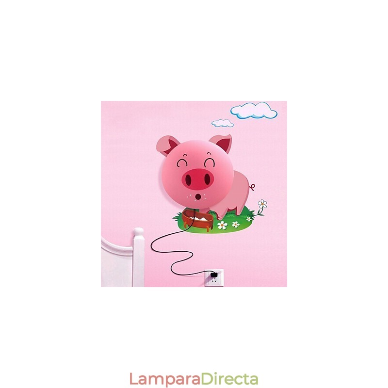 Papel tapiz Lámparas de pared Flor Cara DIY Ambiente divertido Luz de noche Niños Lámpara de noche Decoración Cerdo rosa