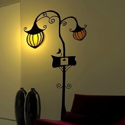 Lámpara de pared de plástico resistente a altas temperaturas con forma de calabaza, luz y papel tapiz 3D creativo.