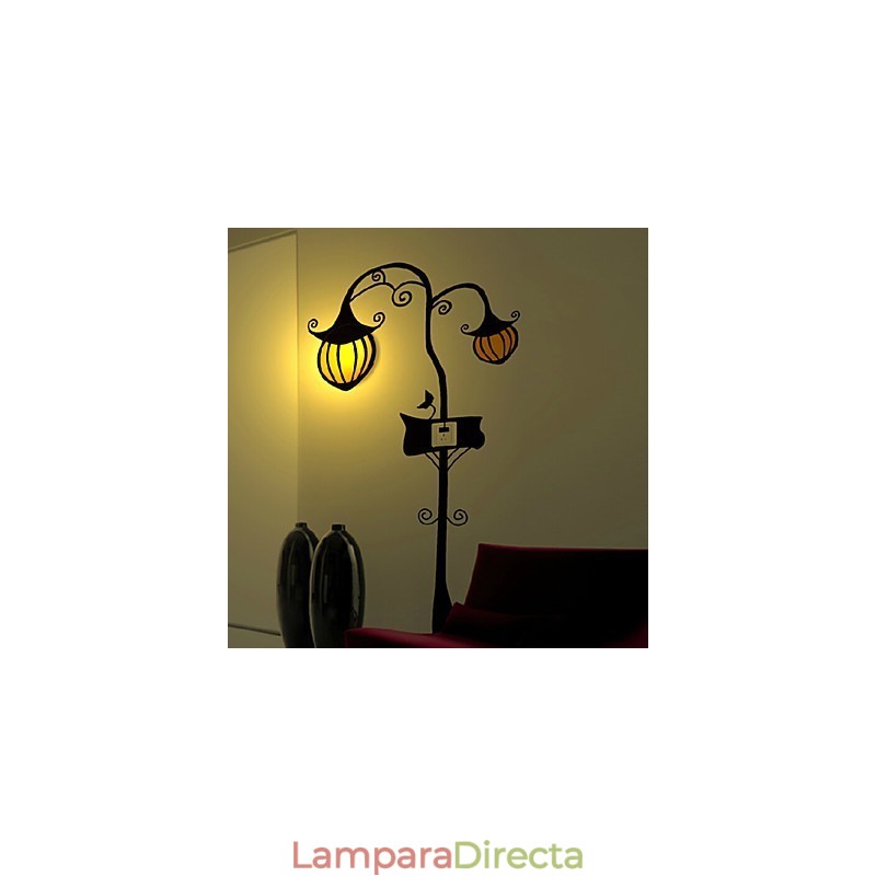 Lámpara de pared de plástico resistente a altas temperaturas con forma de calabaza, luz y papel tapiz 3D creativo.