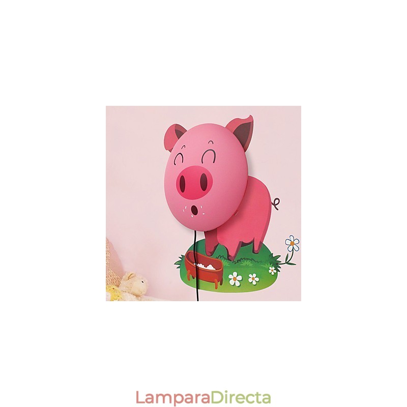 Lámpara de pared de plástico resistente a altas temperaturas con efecto cerdo, que puede quitar el papel tapiz 3D creativo hasta 10 °C.