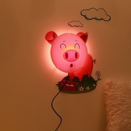 Lámpara de pared de plástico resistente a altas temperaturas con efecto cerdo, que puede quitar el papel tapiz 3D creativo hasta 10 °C.