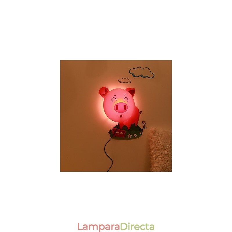 Lámpara de pared de plástico resistente a altas temperaturas con efecto cerdo, que puede quitar el papel tapiz 3D creativo hasta 10 °C.