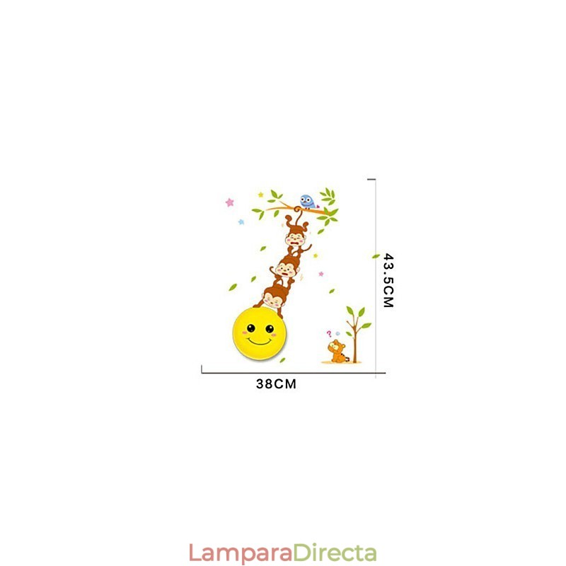 Pegatinas de pared Monos luz activada inteligente inducción esmetope adorno lámpara de pared