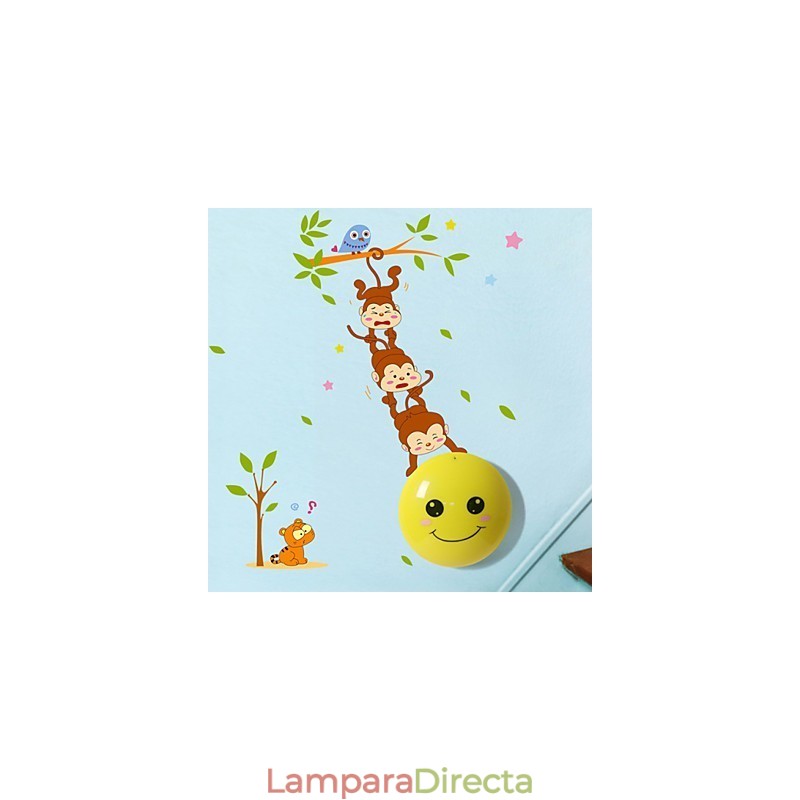 Pegatinas de pared Monos luz activada inteligente inducción esmetope adorno lámpara de pared