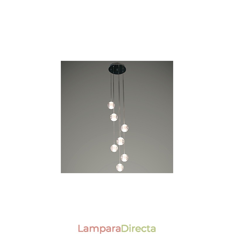 Lámpara colgante moderna G4 Retroifit de 7 luces con cristal cromado para escaleras.