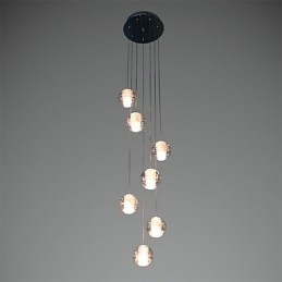 Lámpara colgante moderna G4 Retroifit de 7 luces con cristal cromado para escaleras.
