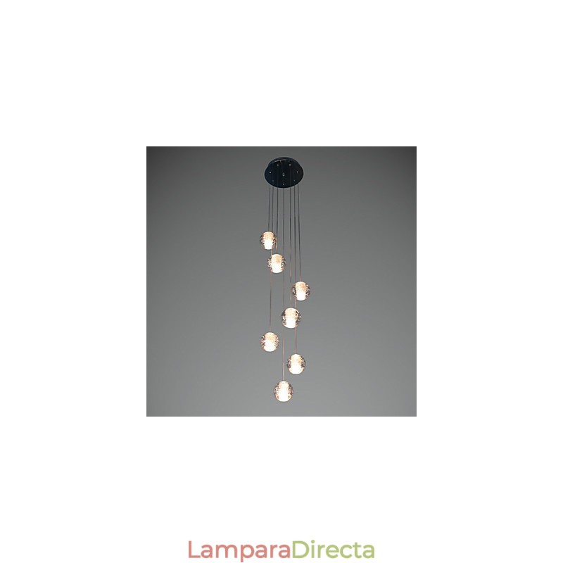 Lámpara colgante moderna G4 Retroifit de 7 luces con cristal cromado para escaleras.