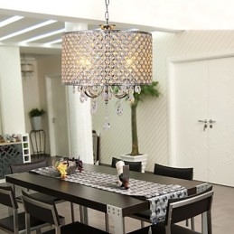 Lámpara colgante moderna de cristal con forma de tambor y 4 luces