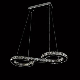 Lámpara colgante moderna contemporánea de metal cromado y cristal