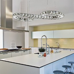 Lámpara colgante moderna contemporánea de metal cromado y cristal