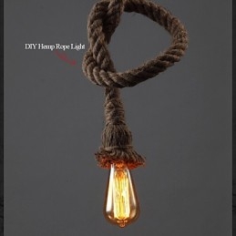 Lámpara de cuerda de cáñamo creativa con 1 luz DIY