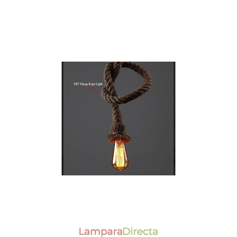 Lámpara de cuerda de cáñamo creativa con 1 luz DIY