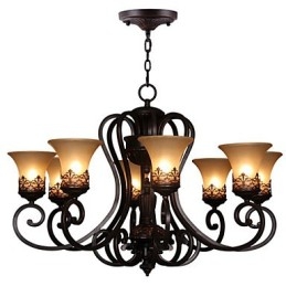 Lámpara colgante de araña de 8 luces, estilo vintage, estilo rústico, de metal y cristal.