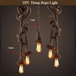 Lámpara de cuerda de cáñamo creativa con 1 luz DIY