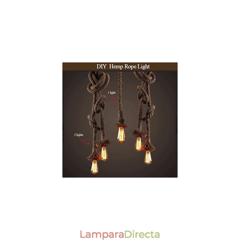 Lámpara de cuerda de cáñamo creativa con 1 luz DIY