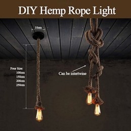 Lámpara de cuerda de cáñamo creativa con 1 luz DIY