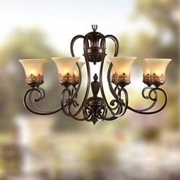 Lámpara colgante de araña de 8 luces, estilo vintage, estilo rústico, de metal y cristal.