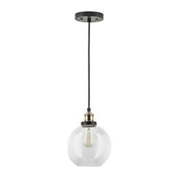 Lámpara colgante de fábrica industrial de latón antiguo, una lámpara, pantalla de vidrio, lámpara colgante de cafetería