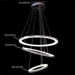 Lámpara colgante moderna de 3 anillos de acrílico