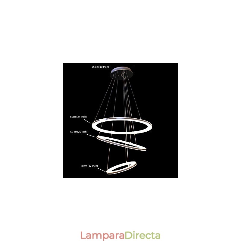 Lámpara colgante moderna de 3 anillos de acrílico