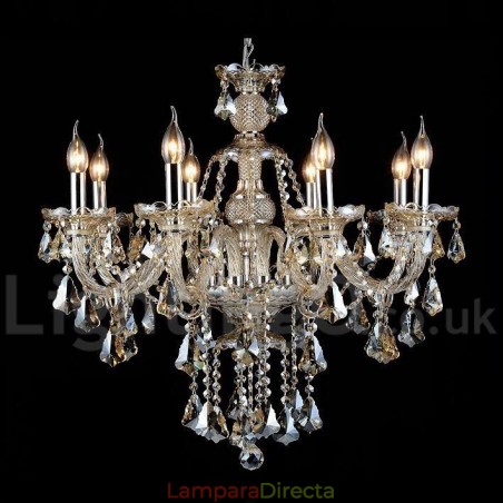 Lámpara de araña moderna de cristal K9 color coñac retro con 8 luces Lámpara de araña moderna de cristal K9 color coñac retro con 8 luces