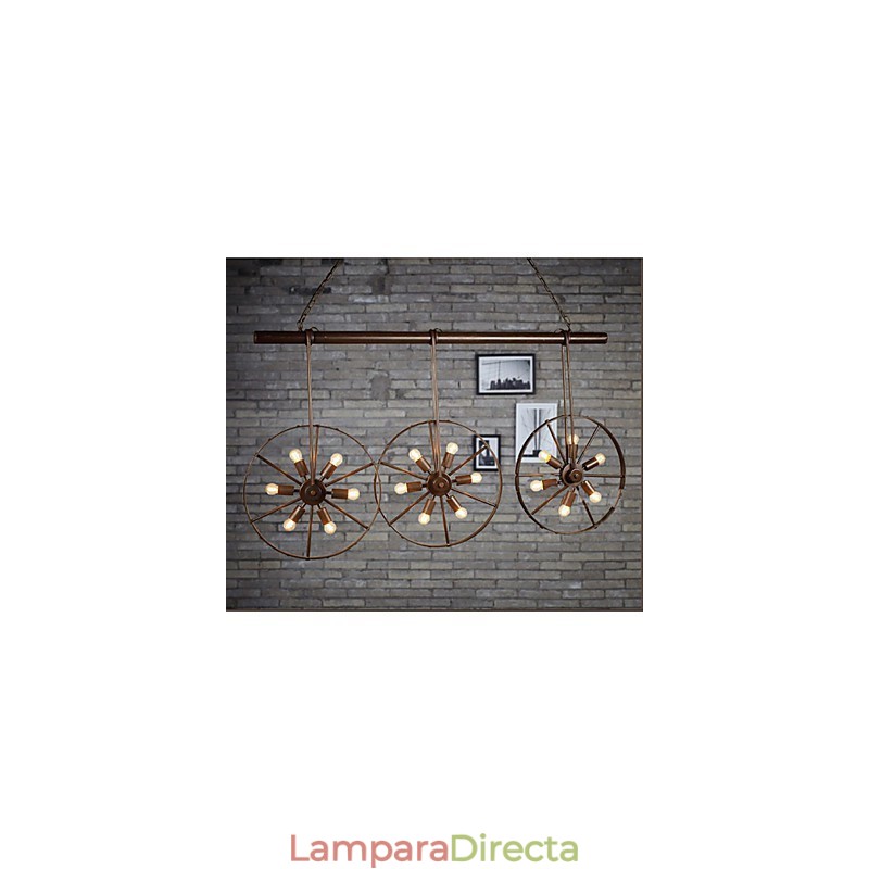 Lámpara de araña retro de café con ruedas de hierro