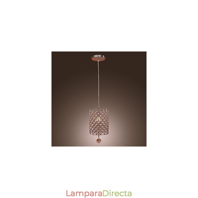 Lámpara colgante de cristal estilo cilindro