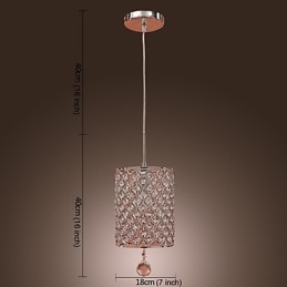 Lámpara colgante de cristal estilo cilindro