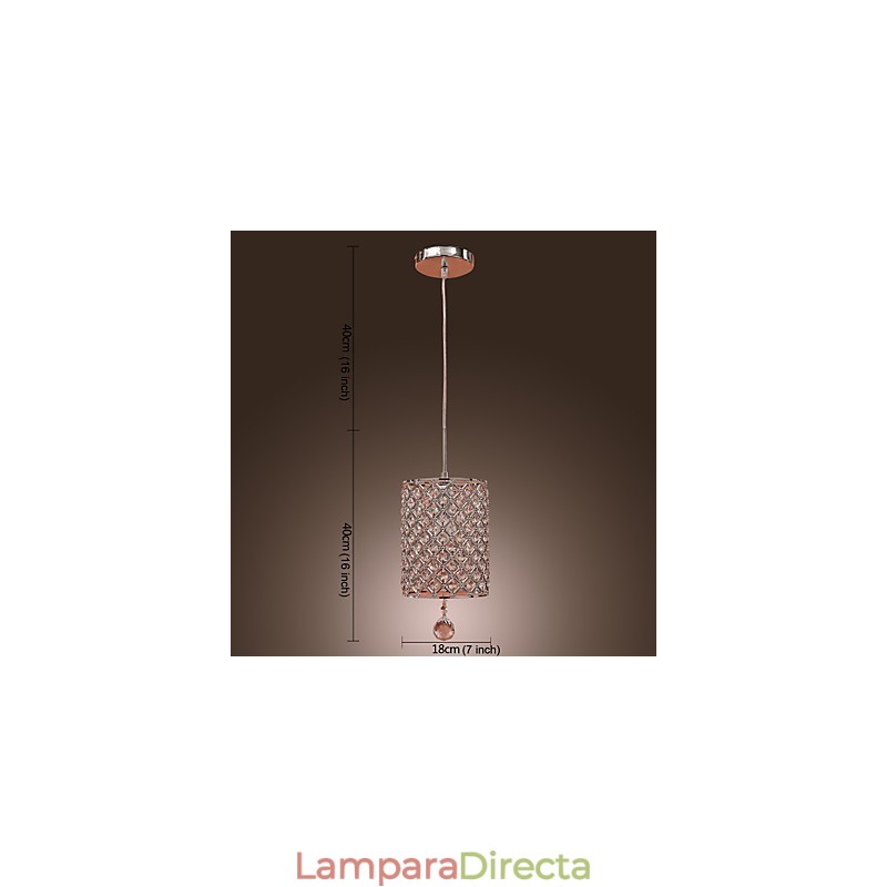 Lámpara colgante de cristal estilo cilindro