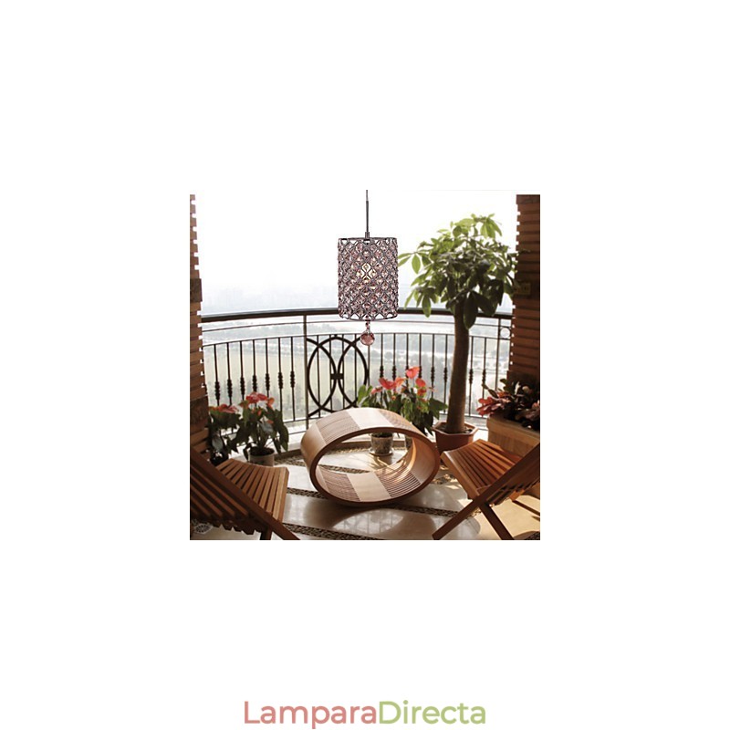 Lámpara colgante de cristal estilo cilindro