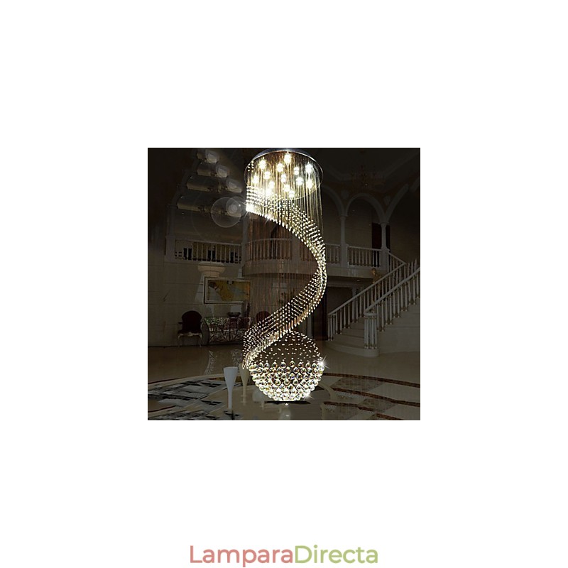 Lámpara colgante de cristal moderna, lámparas de techo colgantes con fuente de cristal K9 transparente