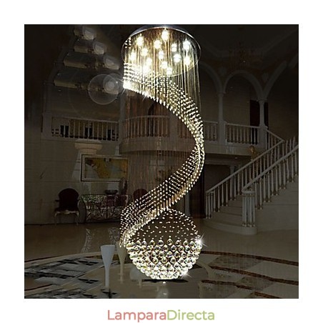 Lámpara colgante de cristal moderna, lámparas de techo colgantes con fuente de cristal K9 transparente Lámpara colgante de cristal moderna, lámparas de techo colgantes con fuente de cristal K9 transparente
