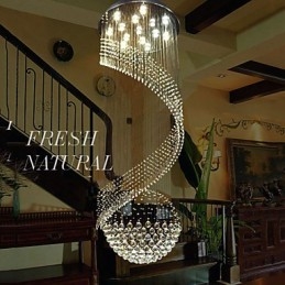 Lámpara colgante de cristal moderna, lámparas de techo colgantes con fuente de cristal K9 transparente
