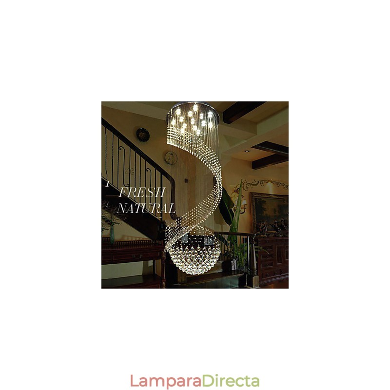 Lámpara colgante de cristal moderna, lámparas de techo colgantes con fuente de cristal K9 transparente