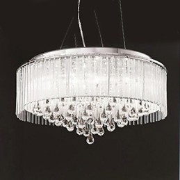 Lámpara colgante moderna contemporánea de cristal cromado con forma de tambor
