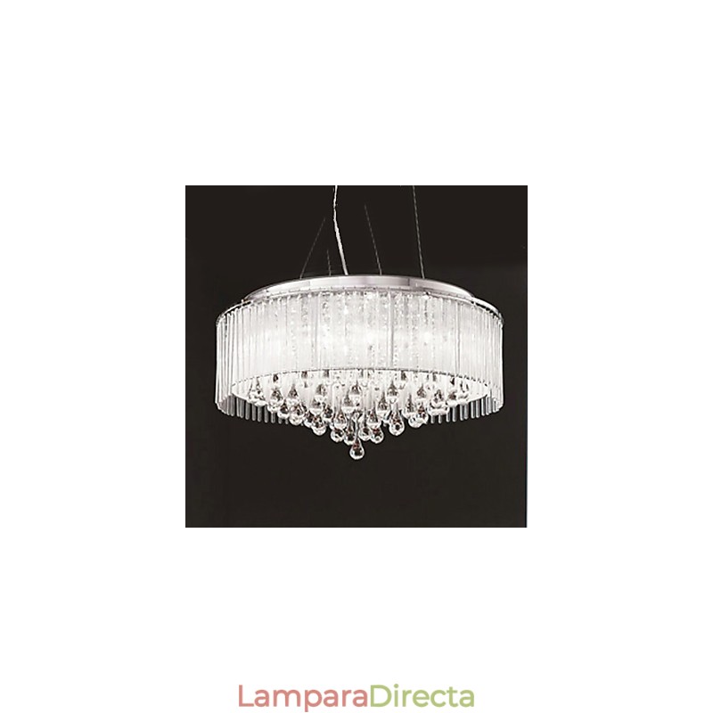 Lámpara colgante moderna contemporánea de cristal cromado con forma de tambor