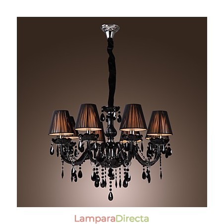Lámpara de araña moderna de lujo de cristal negro de 8 luces Lámpara de araña moderna de lujo de cristal negro de 8 luces