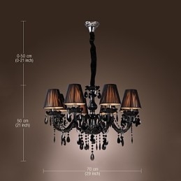 Lámpara de araña moderna de lujo de cristal negro de 8 luces