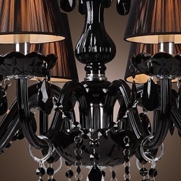 Lámpara de araña moderna de lujo de cristal negro de 8 luces