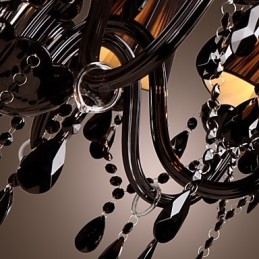 Lámpara de araña moderna de lujo de cristal negro de 8 luces