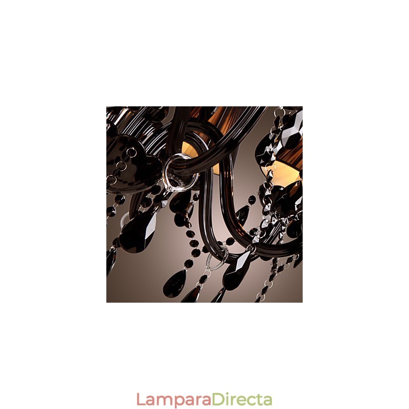 Lámpara de araña moderna de lujo de cristal negro de 8 luces