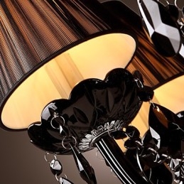 Lámpara de araña moderna de lujo de cristal negro de 8 luces