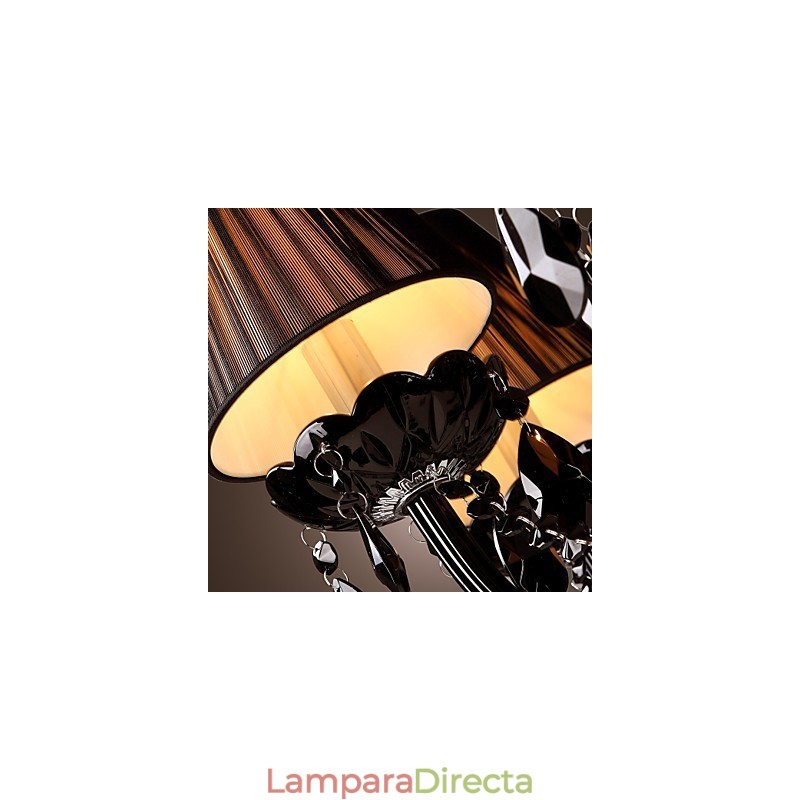 Lámpara de araña moderna de lujo de cristal negro de 8 luces
