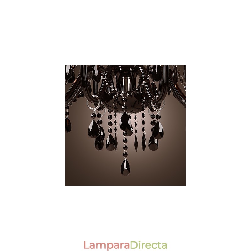 Lámpara de araña moderna de lujo de cristal negro de 8 luces